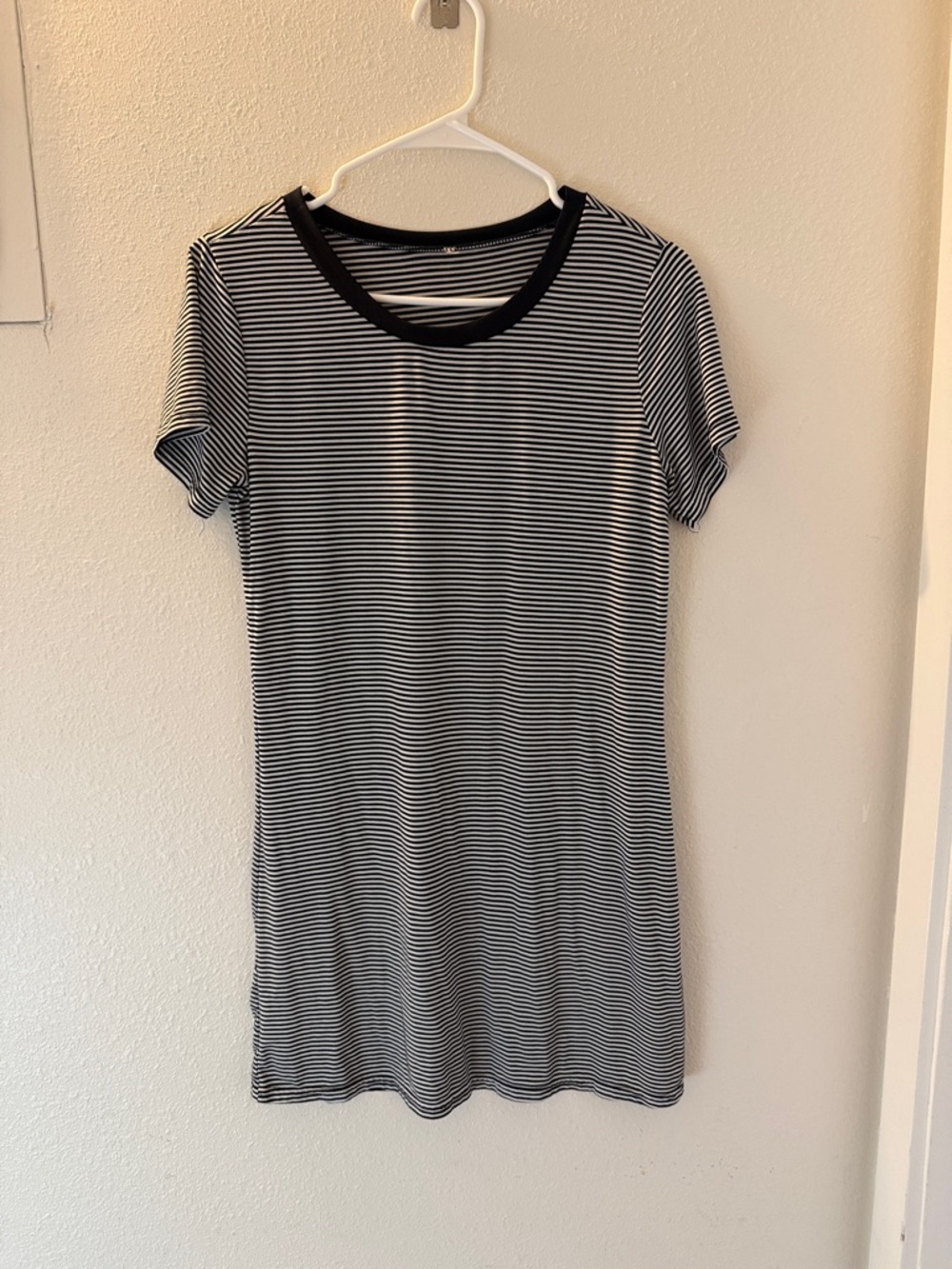 Black & White Striped Short Sleeve Tee Dress